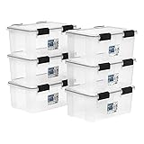 IRIS USA WeatherPro 19 Qt Storage Bins with Lids, 6