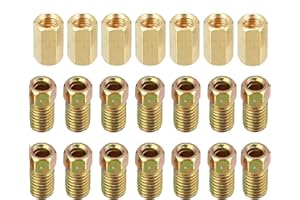 Liyquint 21Pieces 3/8 Inch-24 Threads Brake Line Fittings Assortment for 3/16 Inch Tube (7 Unions, 14 Nuts) (21)