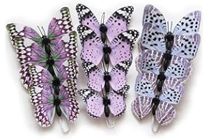 NAUDASSODS 12 Pack Butterfly Decorations, DIY 3D Butterfly Stakes Decor, 2 Sizes of Butterfly Ornament for Home Fake Flower Floral Supplies Tea Party Wedding Easter Christmas Spring Fall. (Purple 02)