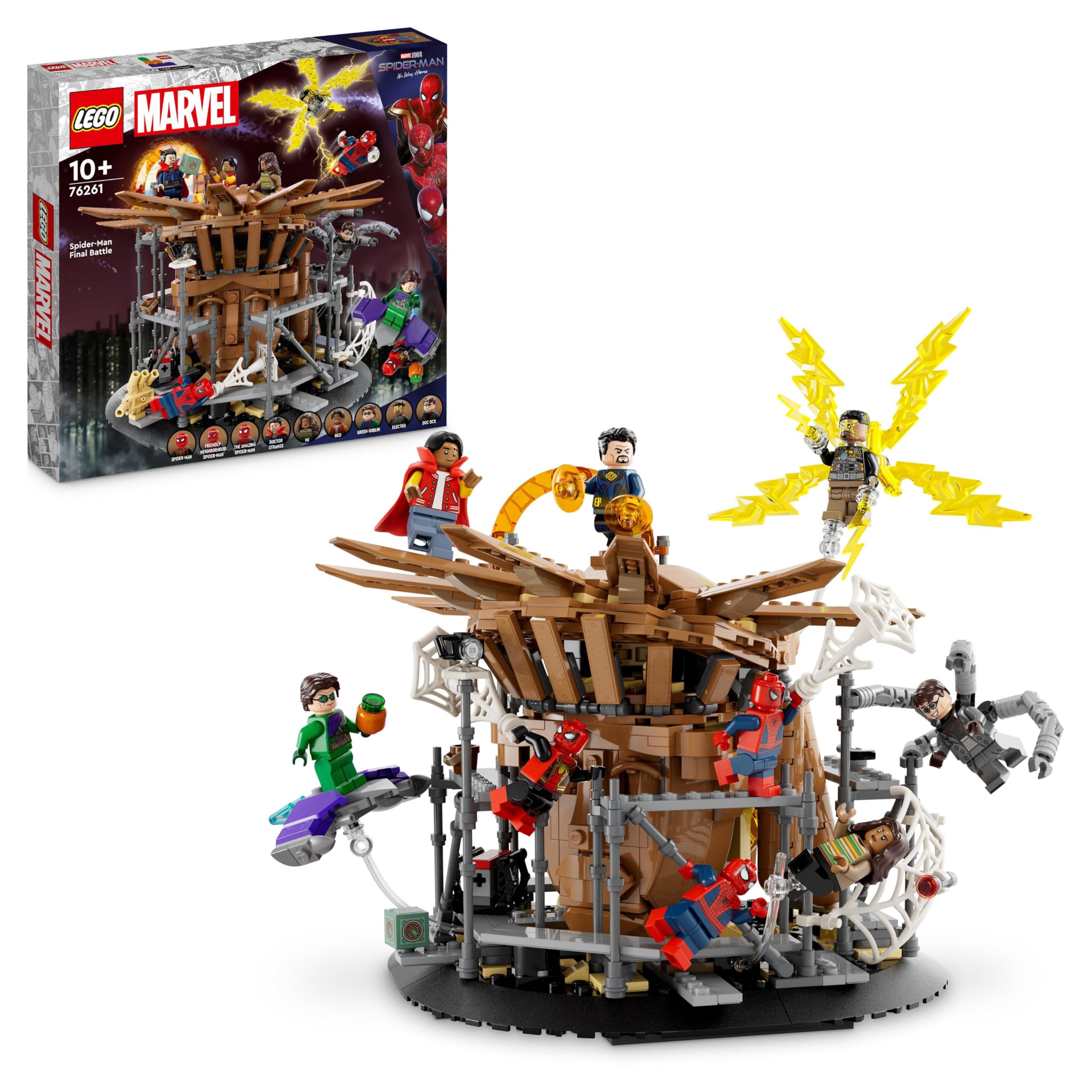 LEGO | Marvel La Battaglia Finale di Spider-Man, Ricrea la Scena di Spider-Man: No Way Home con 3 Peter Parker e le Minifigure di Sandman, Doctor Strange, Green Goblin, Electro, Ned e MJ 76261