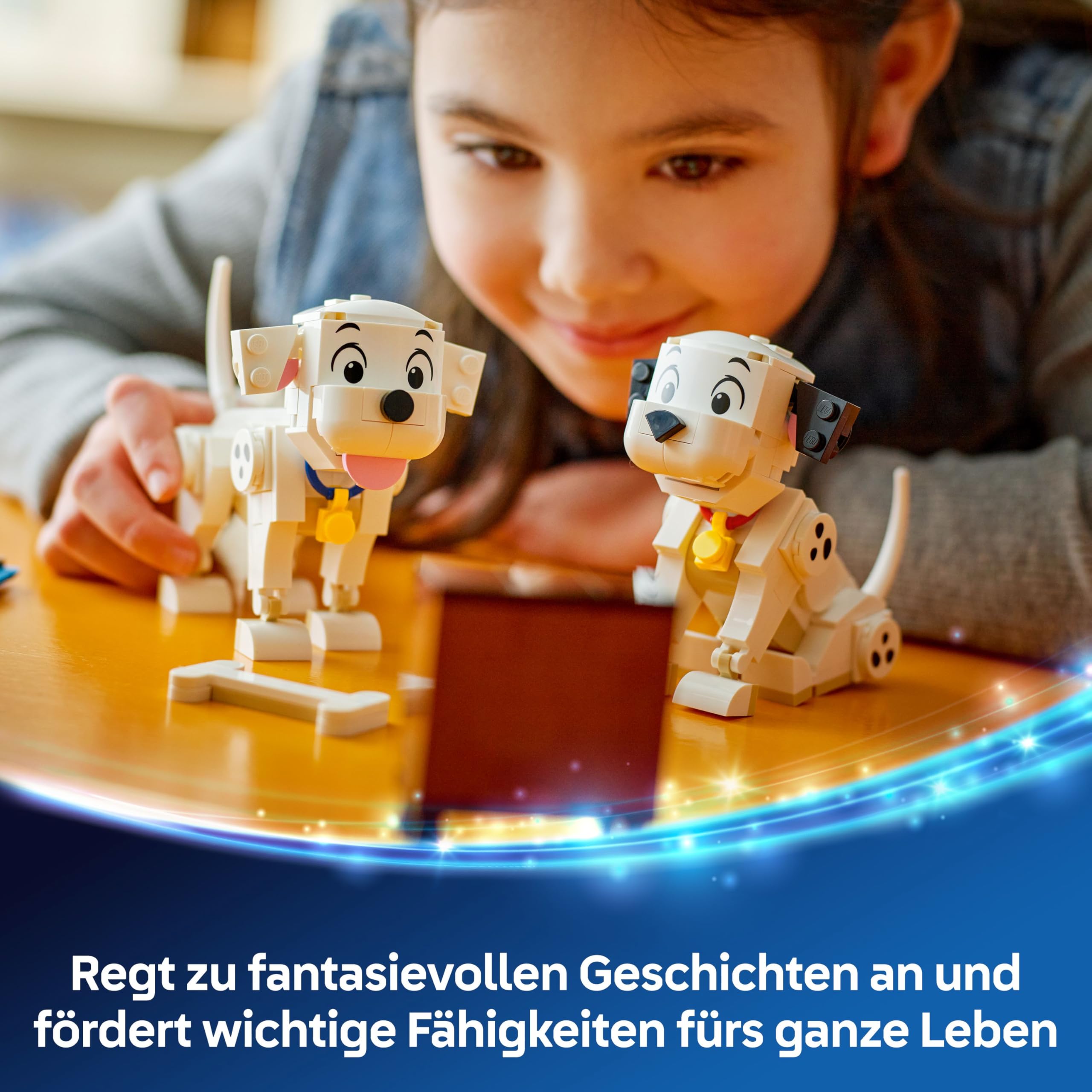 LEGO ǀ Disney Lucky & Penny 101 Dalmatiner - Welpen Spielset - Tierfiguren zum Spielen mit beweglichen Köpfen, Beinen & Schwänzen - Knochen & Fernseher - Geschenk für Mädchen ab 6 Jahren - 43271 6
