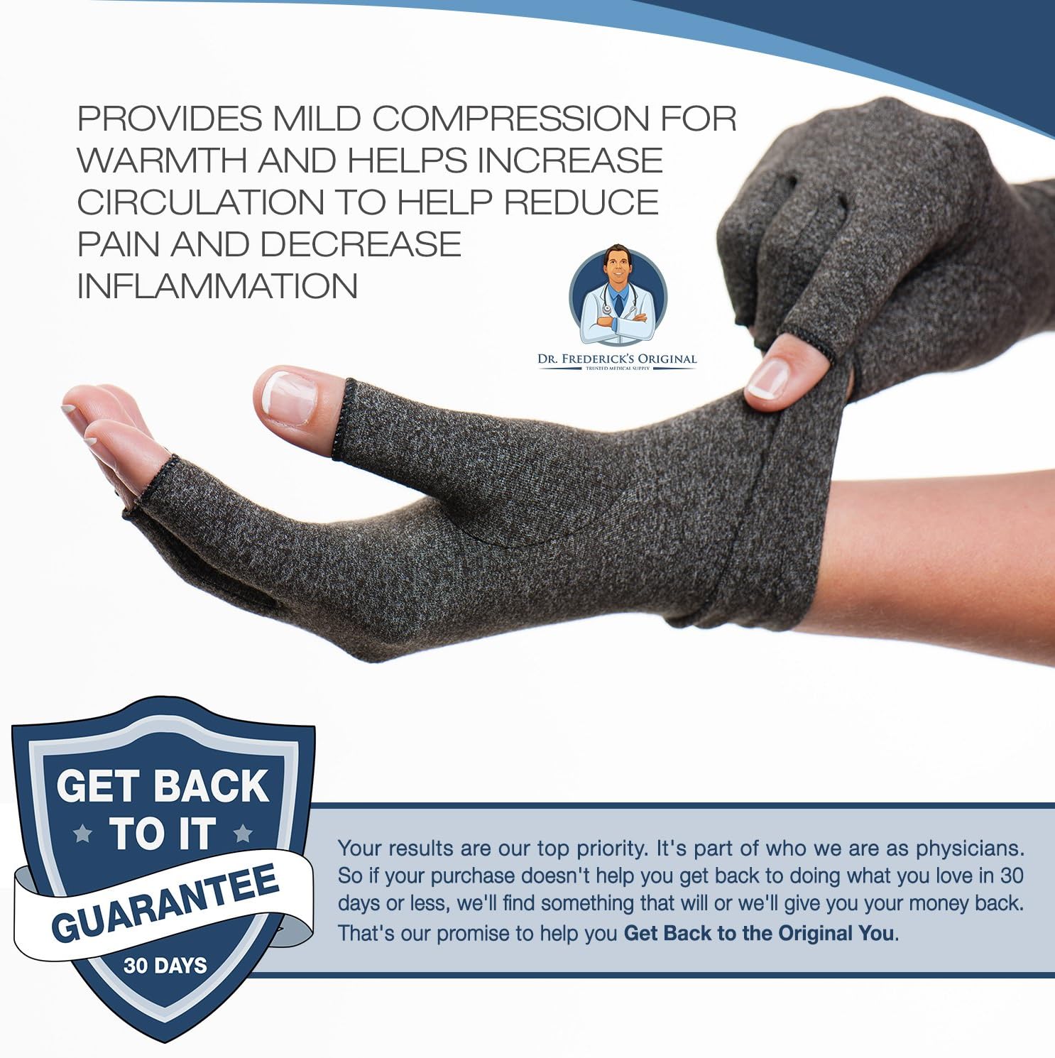 Dr. Frederick's Original Arthritis Gloves for Women & Men - Compression for Arthritis Pain Relief - Rheumatoid & Osteoarthritis - Medium: Health & Personal Care