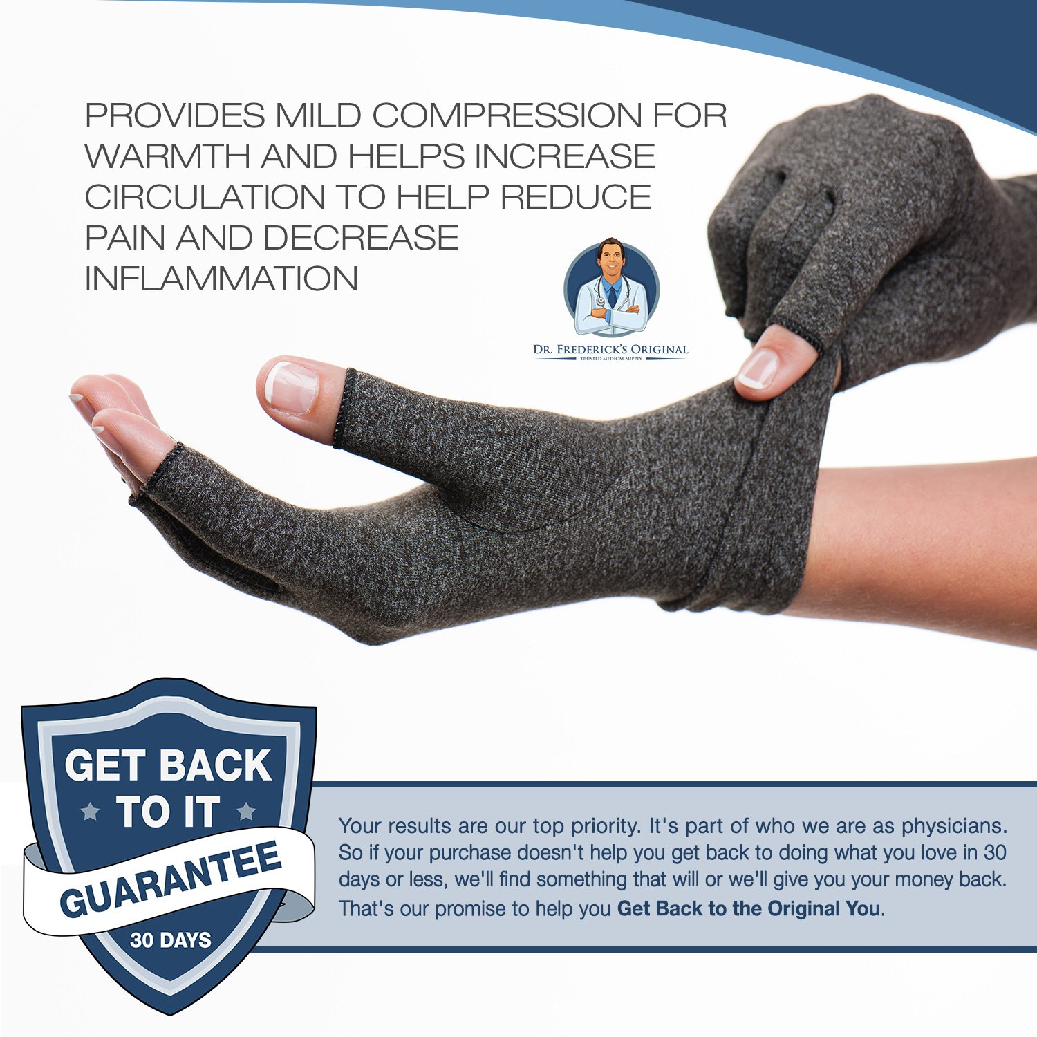 Dr. Frederick's Original Arthritis Gloves for Women Men Compression