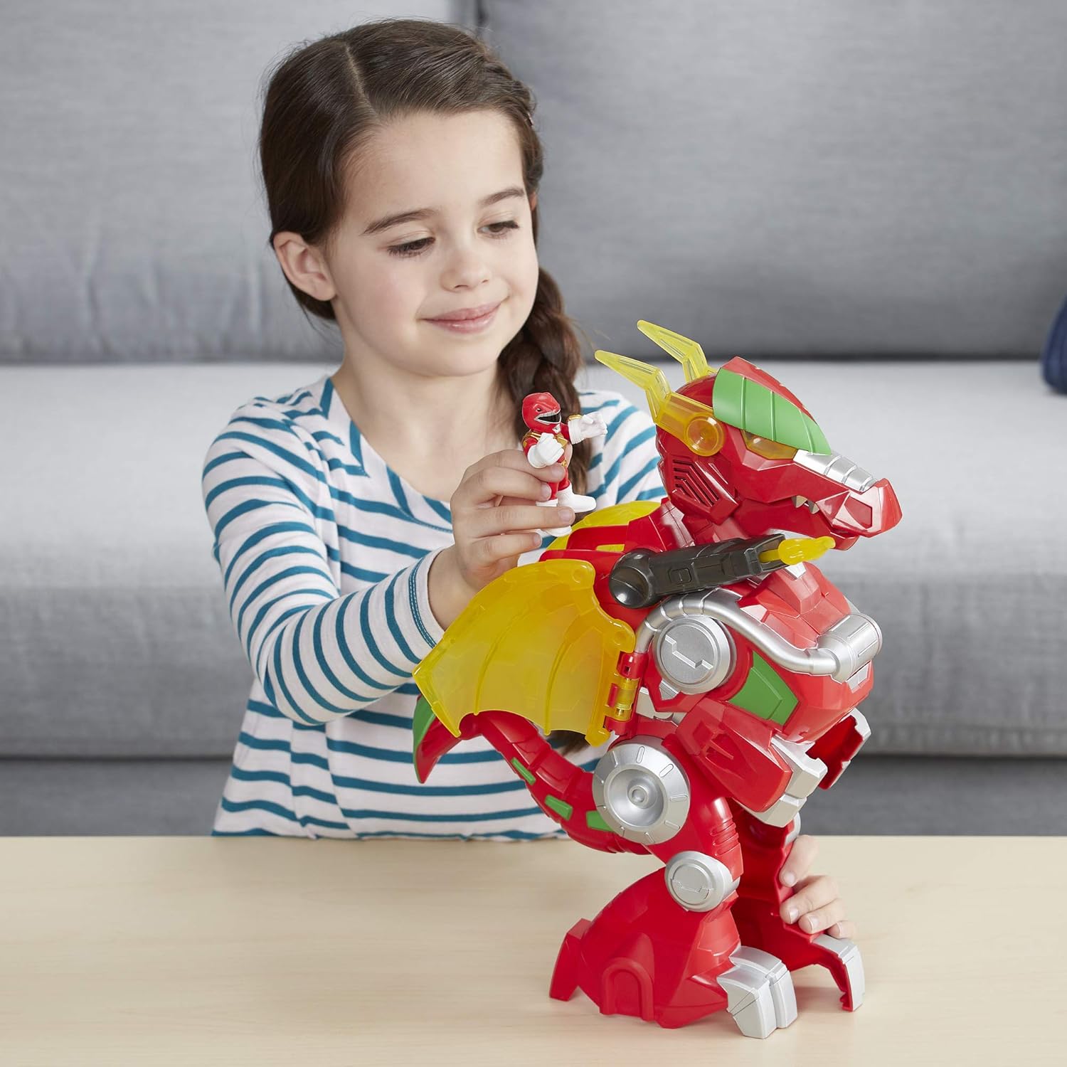 playskool heroes power rangers red ranger and dragon thunderzord
