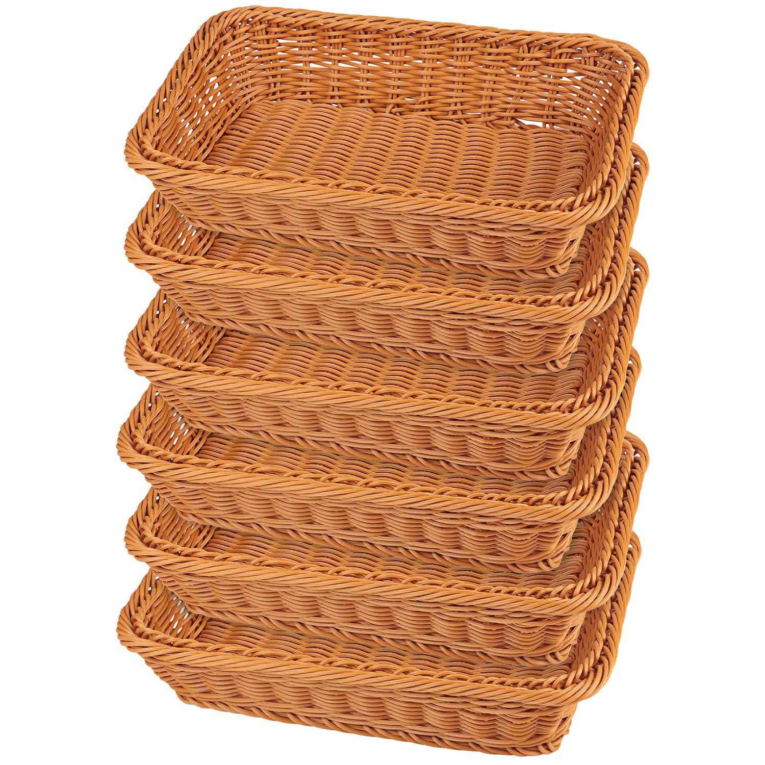 Photo 1 of *See Clerk Notes*
5 PCS 12x8 Inch Wicker Bread Basket, Woven Serving Basket, Tabletop Food Serving Basket for Restaurant, Bakery, Family Party, Hotel, Fruits, Vegetables and Snacks, Brown *Missing Parts*
