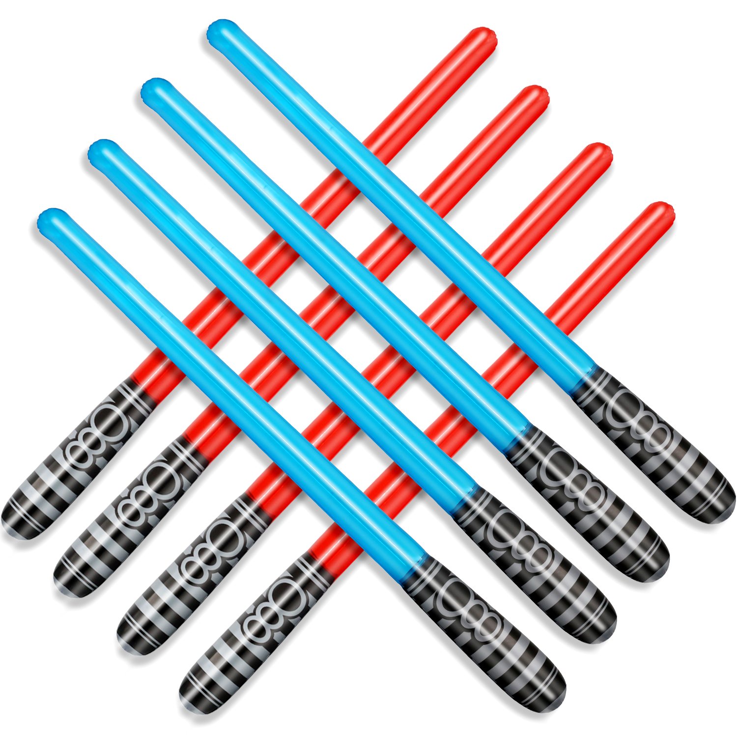 NOVELTY PLACE Inflatable Light Saber Blow Up Sword Stick Toys Set for Kids Costume Birthday Party Favors, 30 Inches (Pack of 8)