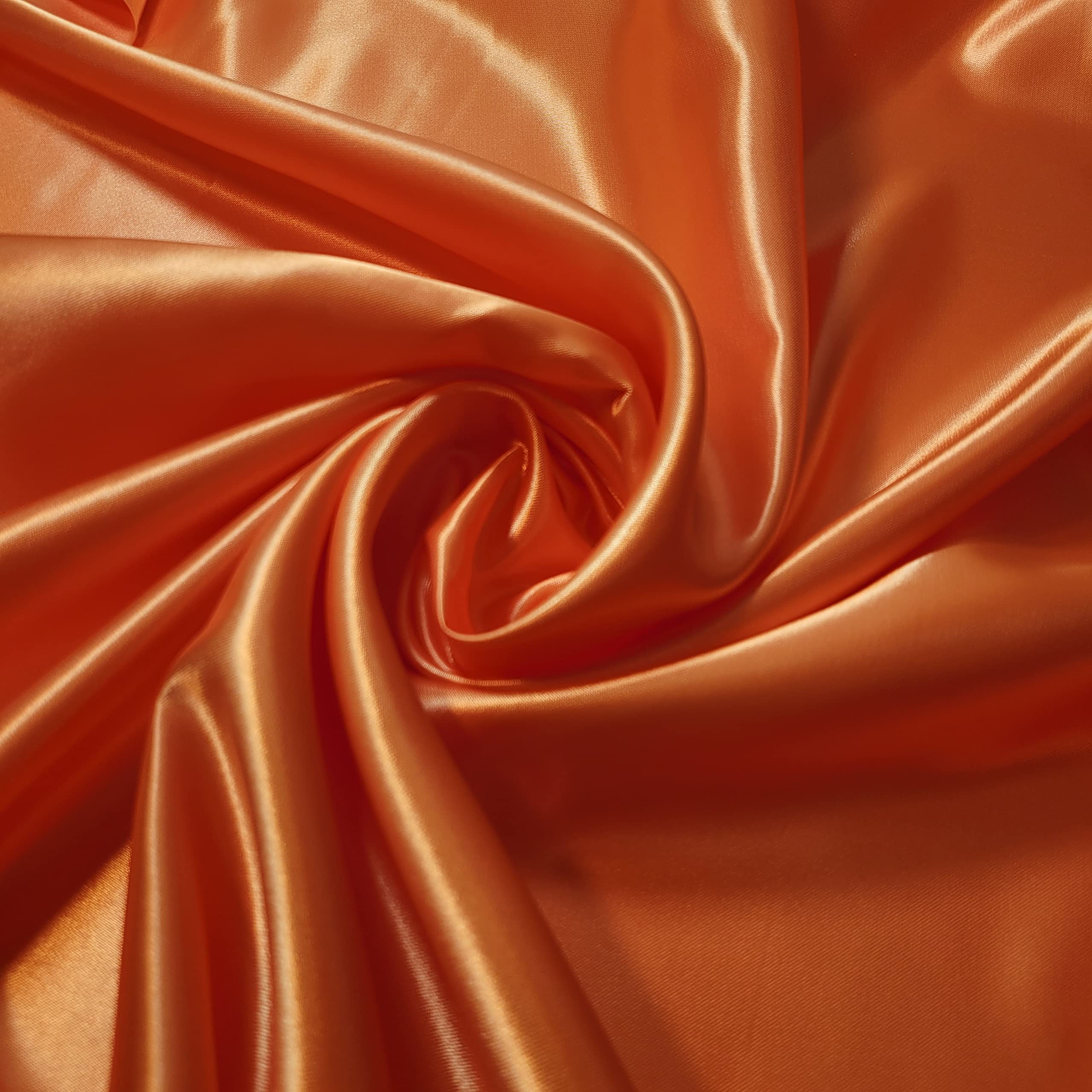Silky Satin Liquid Solid Plain Luxury Dress Craft Decoration Drape Dancewear Material Wedding Dress Craft Fabric Material 44" - 112cm Wide (EP) (Sunset Orange, 5 Meter)