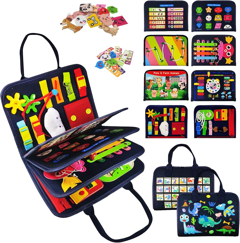 TenFans Busy Board Montessori Toy 35 Activities 3 4 5 Year Olds
