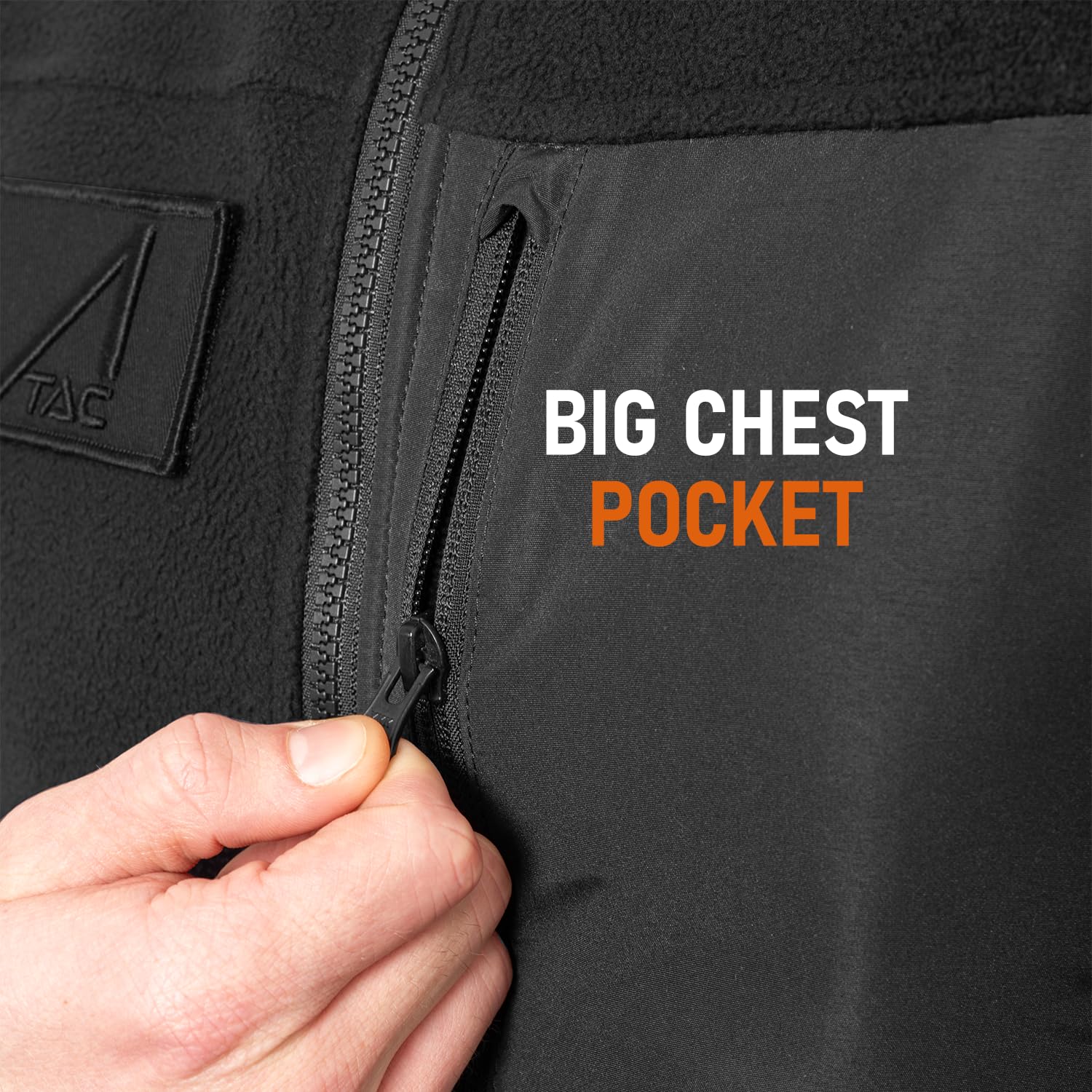 ACE Schakal Fleece-Jacke Slim Fit - Outdoor-Jacke zum Radfahren, Wandern und Trekking - sportlich & wärmend - Schwarz - L 3