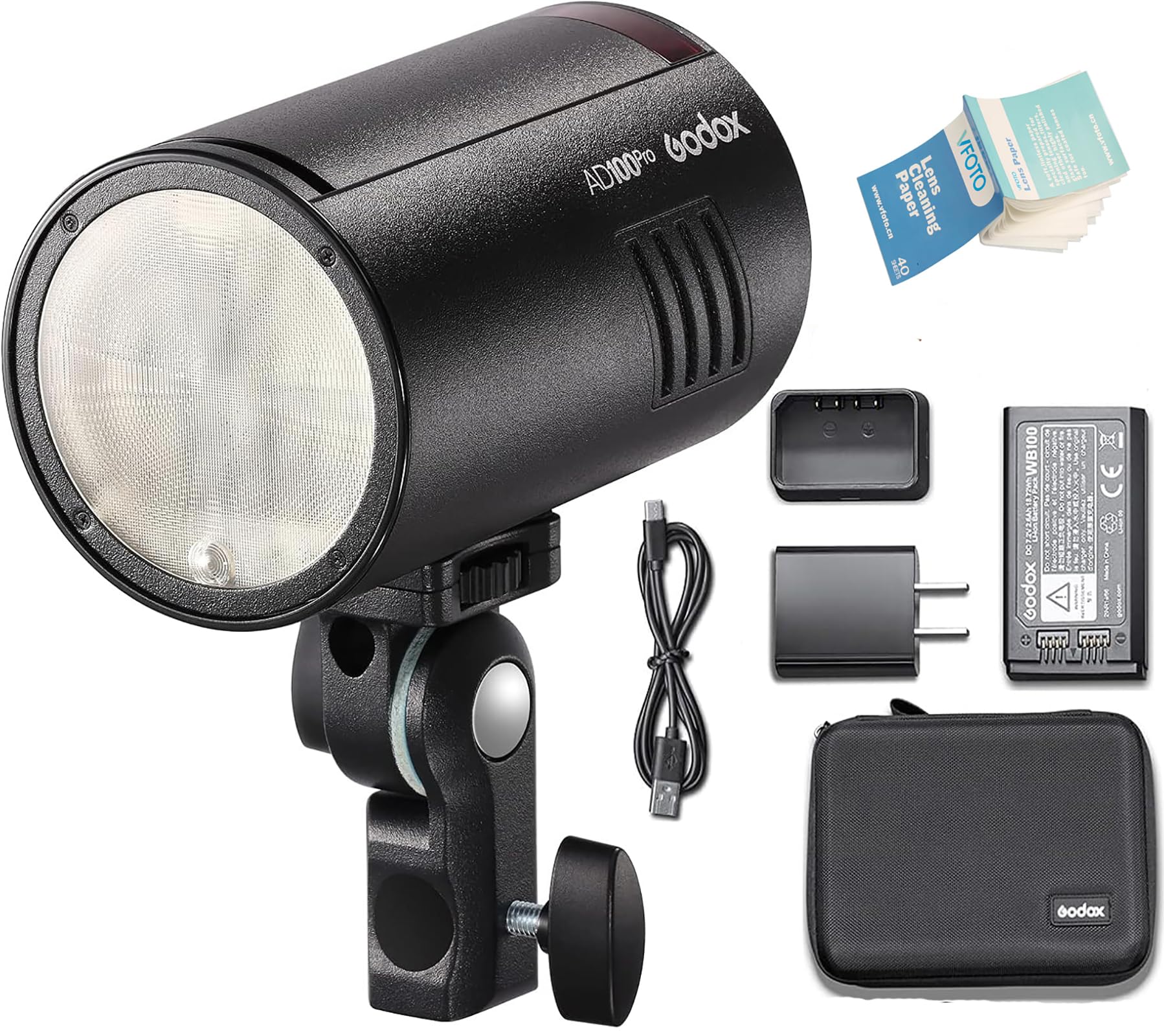 Godox AD100Pro AD100 Pro Pocket Flash,100Ws TTL 2.4G Wireless HSS 1/8000s,7.2V/2600mAh Li-ion Battery,0.01-1.5s Recycling,360 Full-Power Flashes,Support TTL/M/Multi-Functions, OLED Panel
