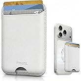 KPNEOL Magnetic Mag-safe Wallet Cell Phone Card Holder for Phone Case with Mag-Safe, Stronger Magnetic RFID Leather Stick on Phone Wallet Compatible with iPhone 17/16/15/14/13/12 Series, White Color