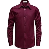 AOTIK Boys Stretch Wrinkle Free Dress Shirt Long Sleeve Button Down Shirt | Kids, Easy Care, Button Up, Collared, School Uniform, Casual, Daily, Formal, Wedding, Church, Graduation, Family Photos