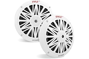 Pyle 6.5 Inch Dual Marine Speakers - 2 Way Waterproof and Weather Resistant Outdoor Audio Stereo Sound System with 200 Watt Power, Poly Carbon Cone and Butyl Rubber Surround - 1 Pair (White)