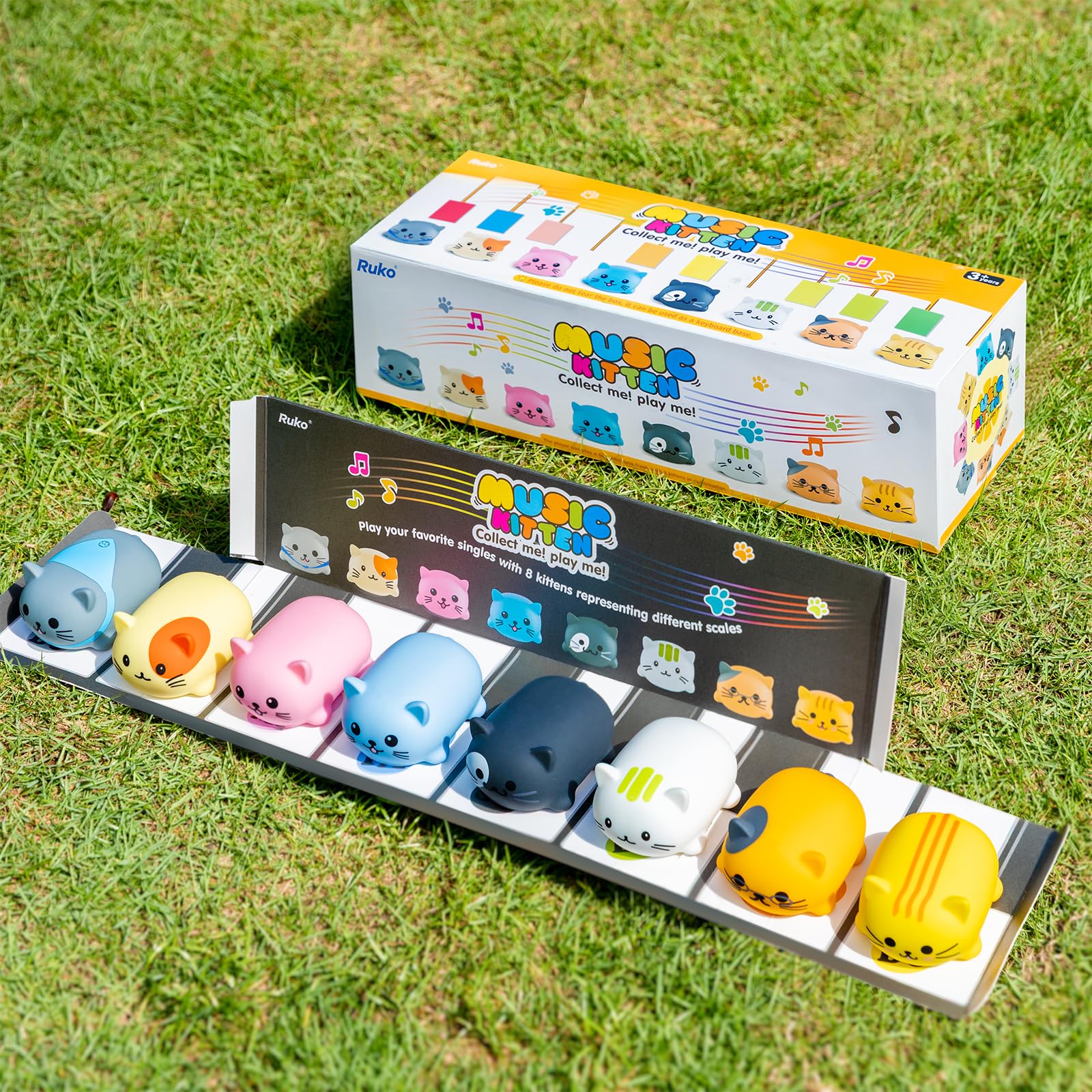 Ruko 1701A Musical Kittens Kids Keyboard with Cute Meow Tone, Music Cat Touch Play Music Scale, Fun Toy for Boys & Girls Age 3 4 5 6 7 8 9, Cat Toy for Kids Educational Instrument (8Pcs)