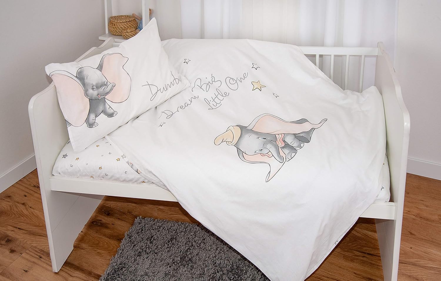 Herding Toddler Bed Linen-Set, Disney's Dumbo, Reversible Design, Duvet Cover 135 x 100cm, Pillow Case 40 x 60cm - Image 4