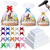 Yexiya 200 Pcs Shrink Wrap Bags for Gift Baskets 3 Sizes Cellophane Bags 24" x 32" 20" x 28" 16" x 24" Clear PVC Heat Shrink 