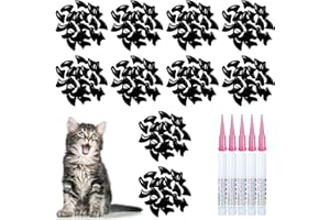 MiiOUU 100 pcs Cat Nail Caps | Cat Claw Covers with Adhesives and Applicators | Black (S)