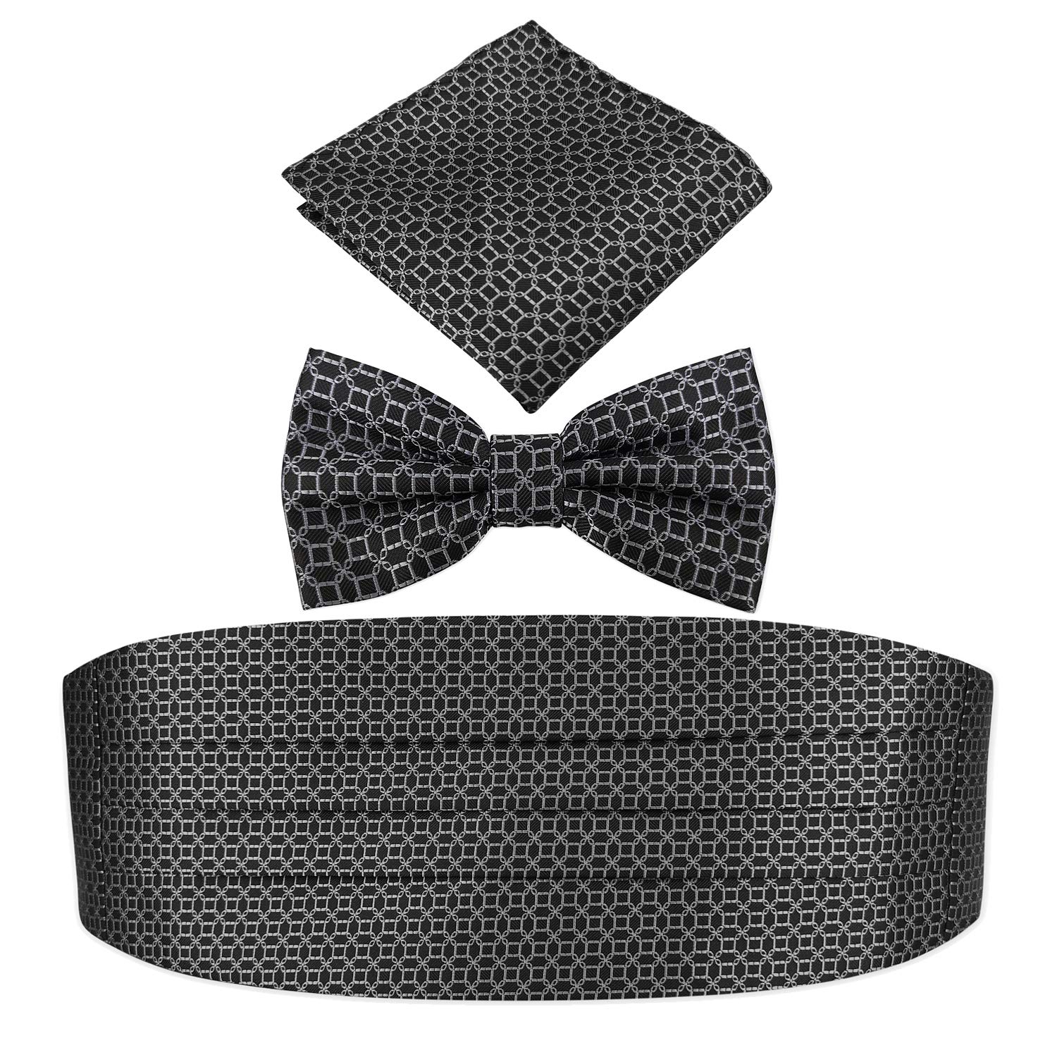 Jacquard KOOELLE Herren Vorgebundene Fliege und Einstecktuch geometrisches Design