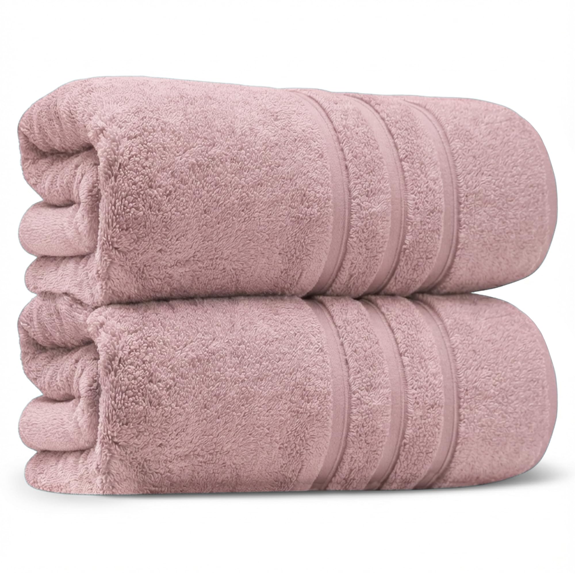 Bath Towels 600gsm Zero Twist Cotton | 2 Packs 70x120cm | Large Quick Drying & Highly Absorbent for Pool Spa Gym & Daily Use Luxe Hotel Quality (Blush Pink, 2)