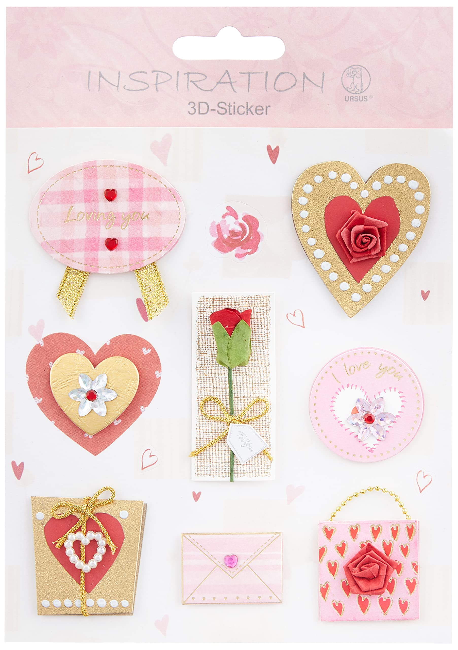 Ursus 56420007 3D Sticker Everyday Consisting of Multiple Levels High-Quality Materials Self-Adhesive for Embellishing Greeting Cards, Scrapbooking and Other Crafts One Size