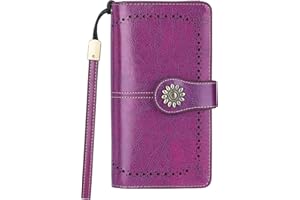 Lavemi Womens Large Capacity Genuine Leather RFID Blocking Wallets Wristlet Clutch Card Holder