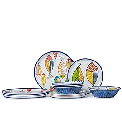 Gofunfun Melamine Dinnerware set for 4, Plates and