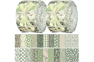 Hosuly 40 Pcs Sage Green Fabric Greenery Jelly Fabric for Quilting Roll Forest Spring Sage Leaves Quilting Strips 2.55 Inch Precut Patchwork Roll for Craft Sewing DIY Crafts