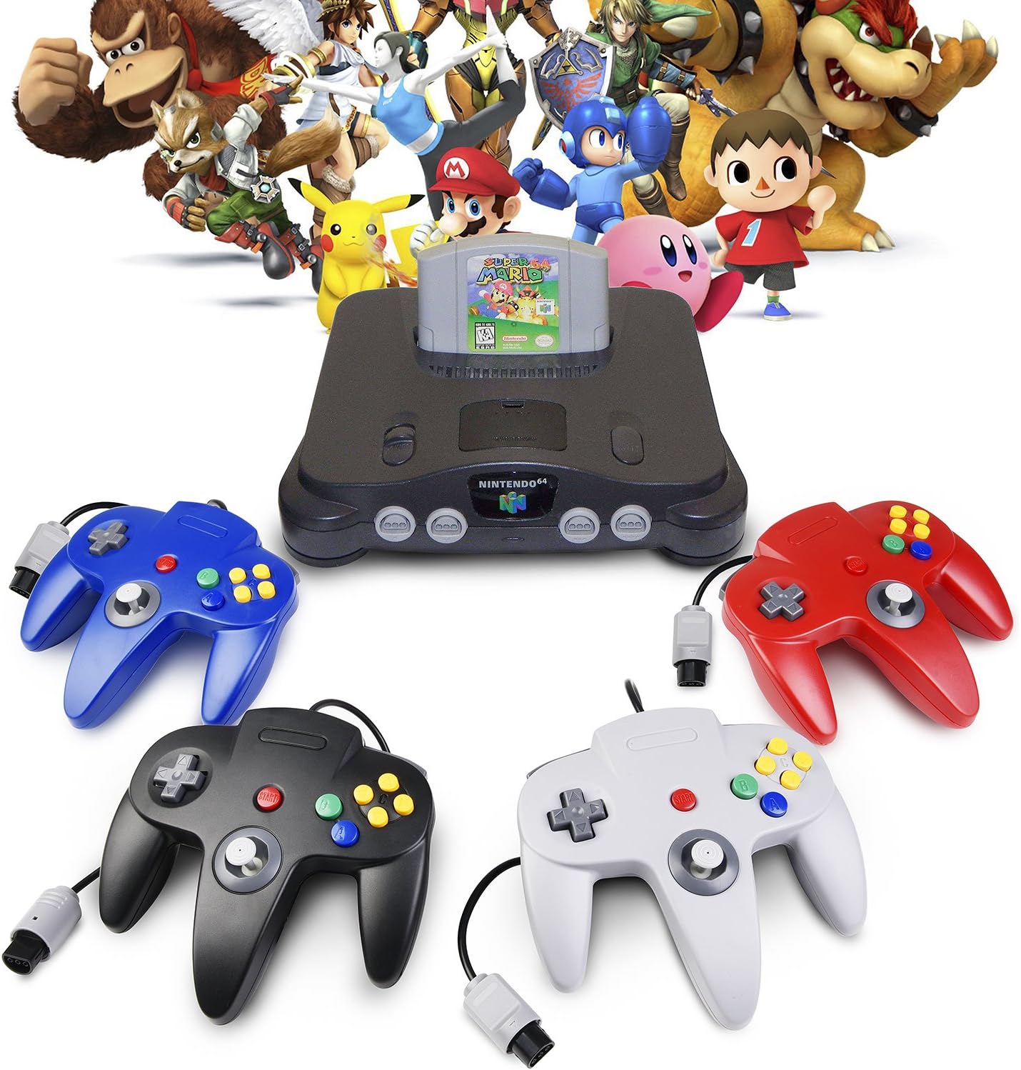 2xClassic 64 N64 Controller,kiwitata Retro Wired Game Controller Joystick for N64 Console Nintendo 64 System Black+Gray: Computers & Accessories
