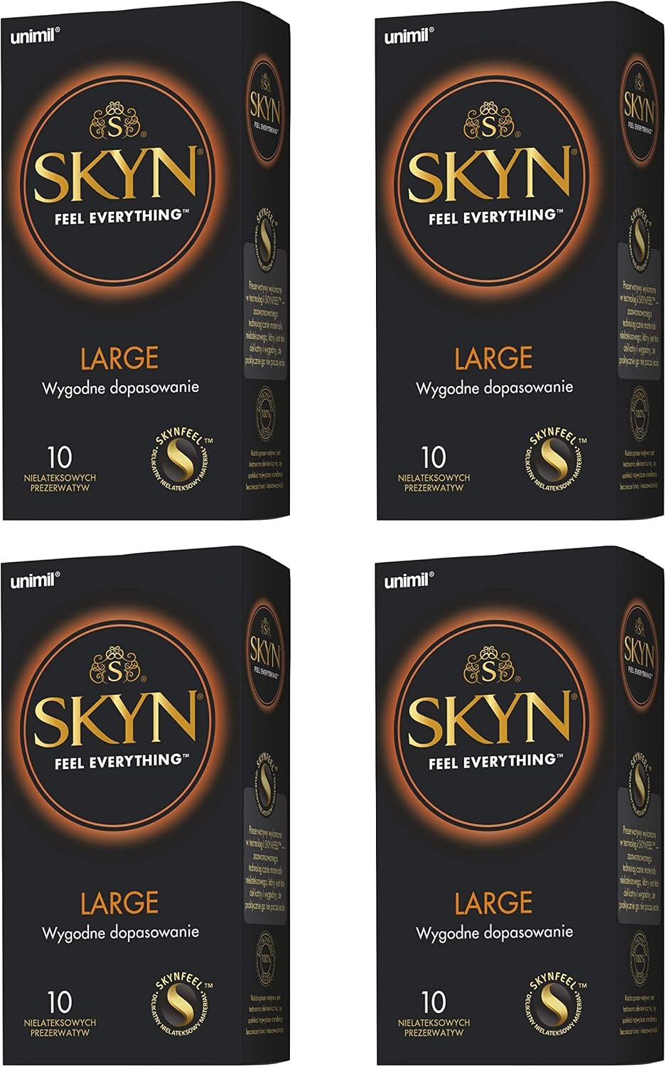 SKYN® Large (XL/King Size) Non-Latex Condoms, Pack of 10 x 4, 10 count (Pack of 4)