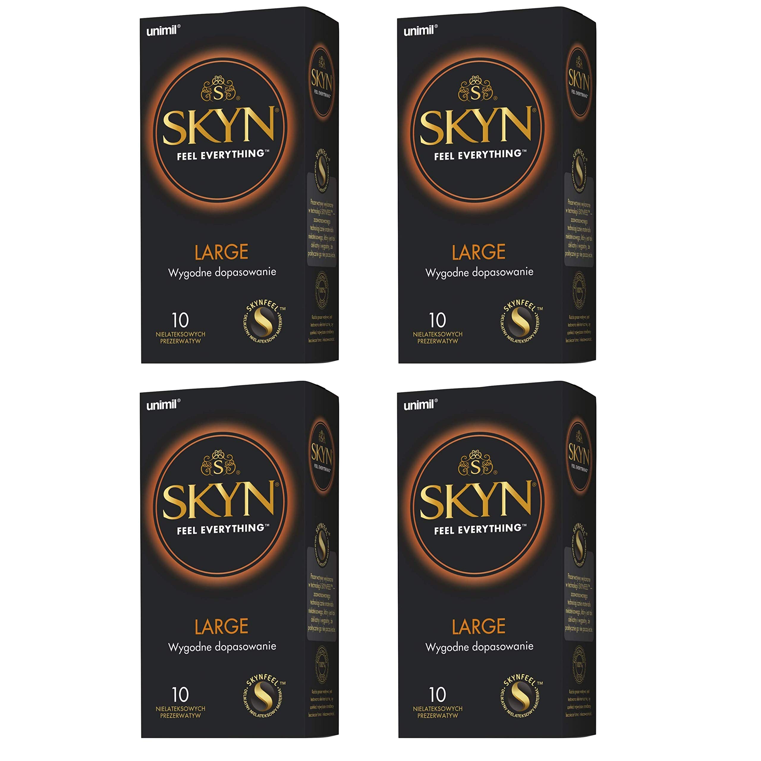 SKYN® Large (XL/King Size) Non-Latex Condoms, Pack of 10 x 4