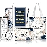 Afarnook 6 Pcs Social Worker Appreciation Month Gifts Include 20 Oz Tumbler Canvas Bag Notebook Pen Social Worker Must Haves for Bsw Msw Dsw Lcsw Coworker Volunteer Office Supplies(Classic Style)