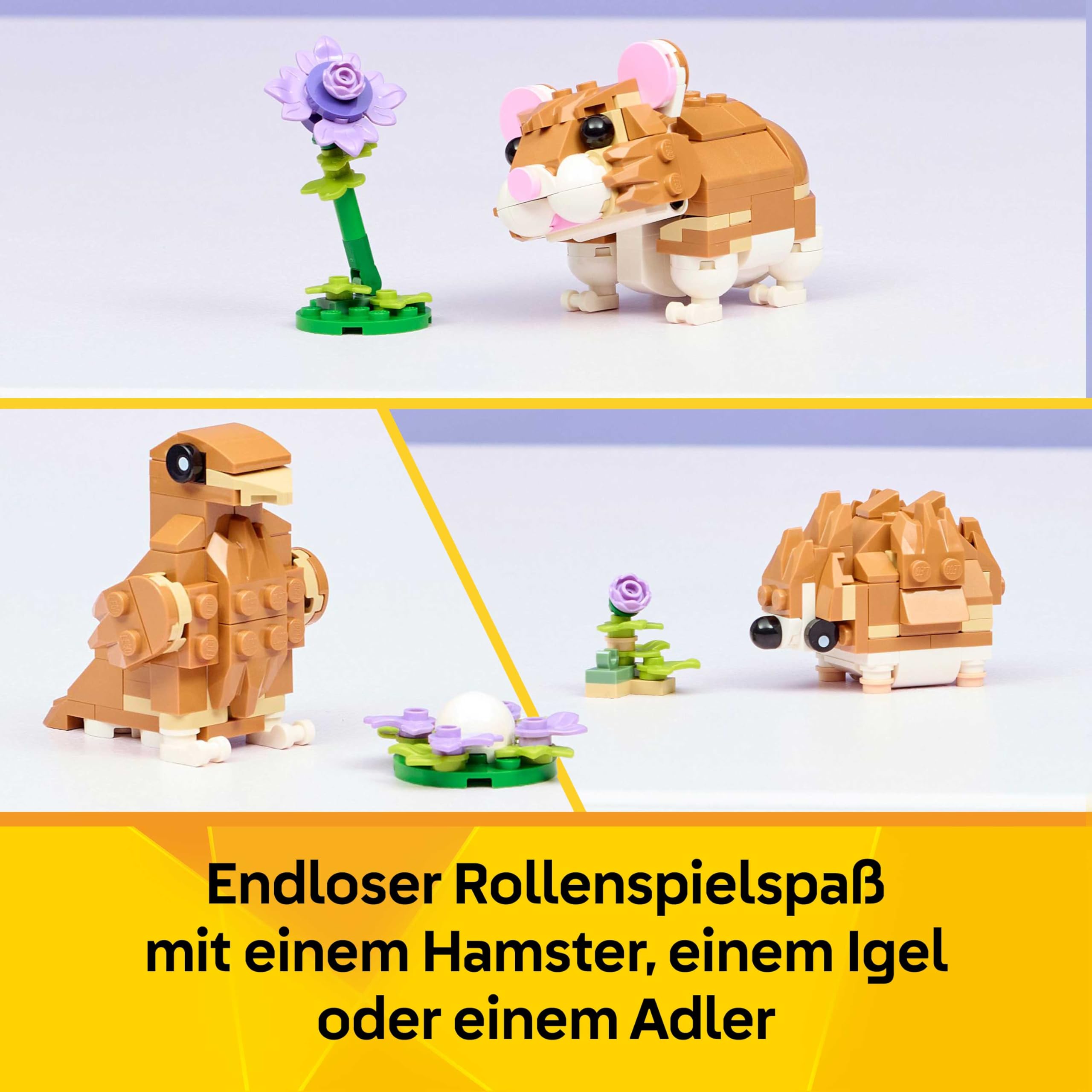 LEGO Creator 3-in-1-Set Niedlicher Hamster mit Blume - Kinderspielzeug mit Tierfigur - Hamster Konstruktionsspielzeug - Mint Spielzeug mit 3 Bauoptionen - Geschenk für Jungen und Mädchen - 31376 3