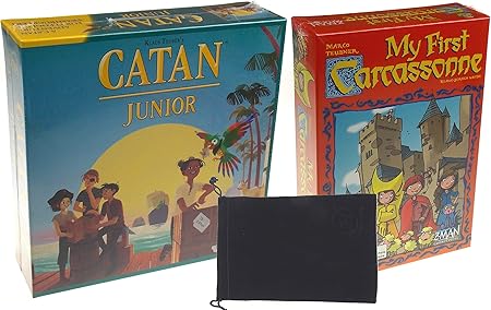 Amazon Catan Junior Board Game My First Carcassonne バンドル Hickoryville ロゴ入りベロア巾着収納バッグ ボードゲーム おもちゃ