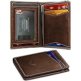 BULLIANT Men Wallet,Top Grain Leather Slim Wallet Magnetic Closure Simplifed Bill Folder RFID Blocking 11Cards