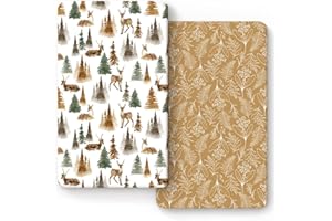 GRSSDER Stretchy Ultra Soft Jersey Knit Fitted Crib Sheets Set 2 Pack, Fits All Standard Crib Mattress Pads Safe and Snug, Stylish Woodland Deer Crib Sheet
