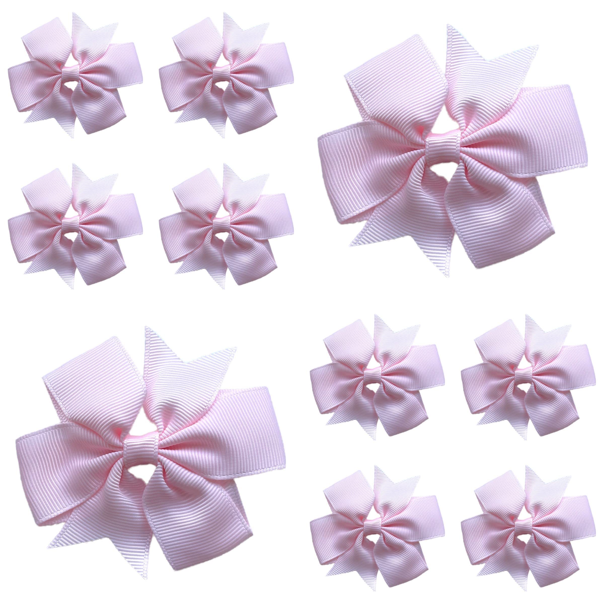 10pcs Pale Pink Hair Bows Clips Slides Grips 3" inch Pinwheel Solid Vibrant Colour Girls Hairbows — image 1