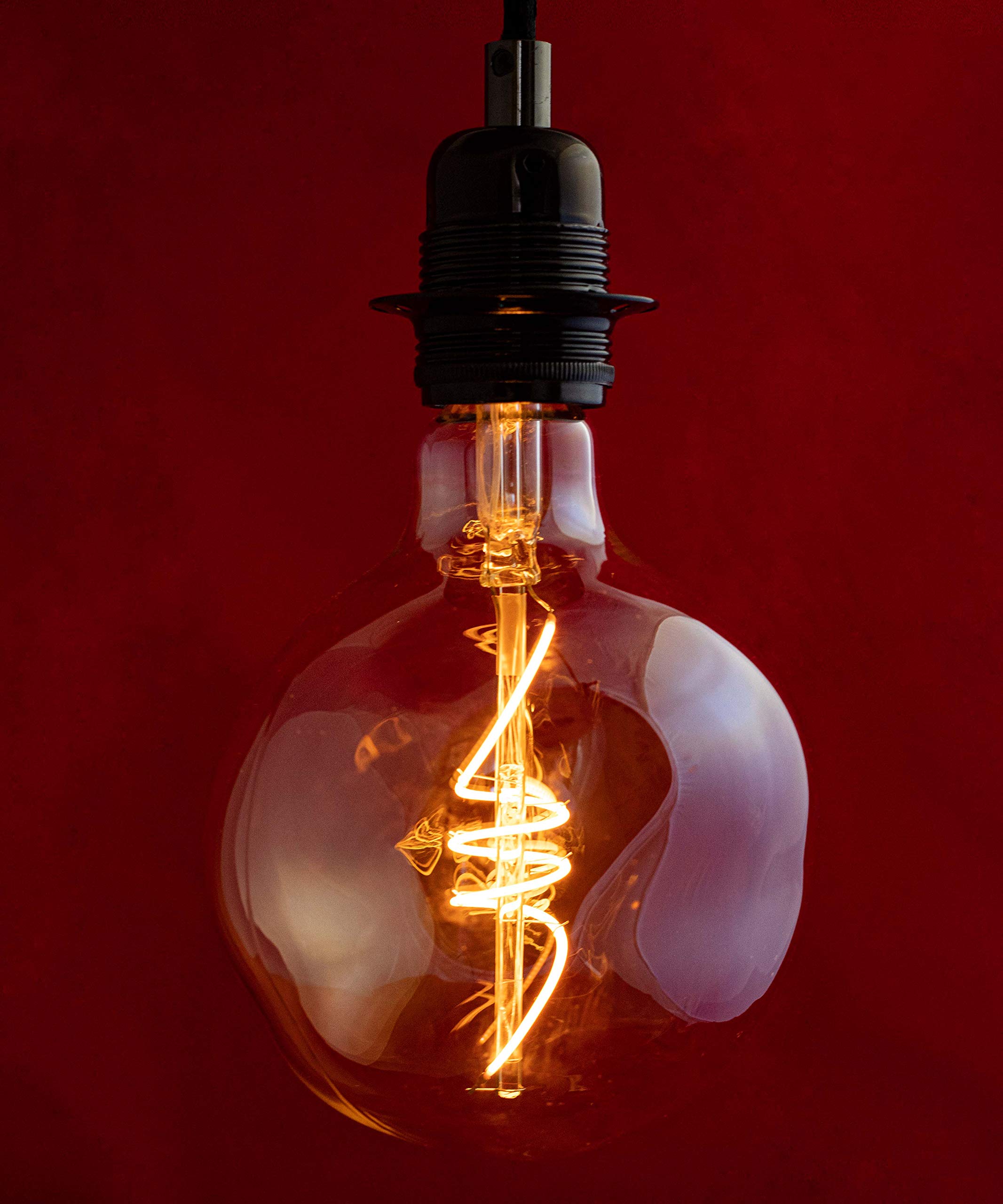 LED E27 Dimmable Edison Screw Filament Retro Melt Light Bulb with Sculpture Art Shaped Smoked Glass, 2200K, 4W (Equivalent to 40W)