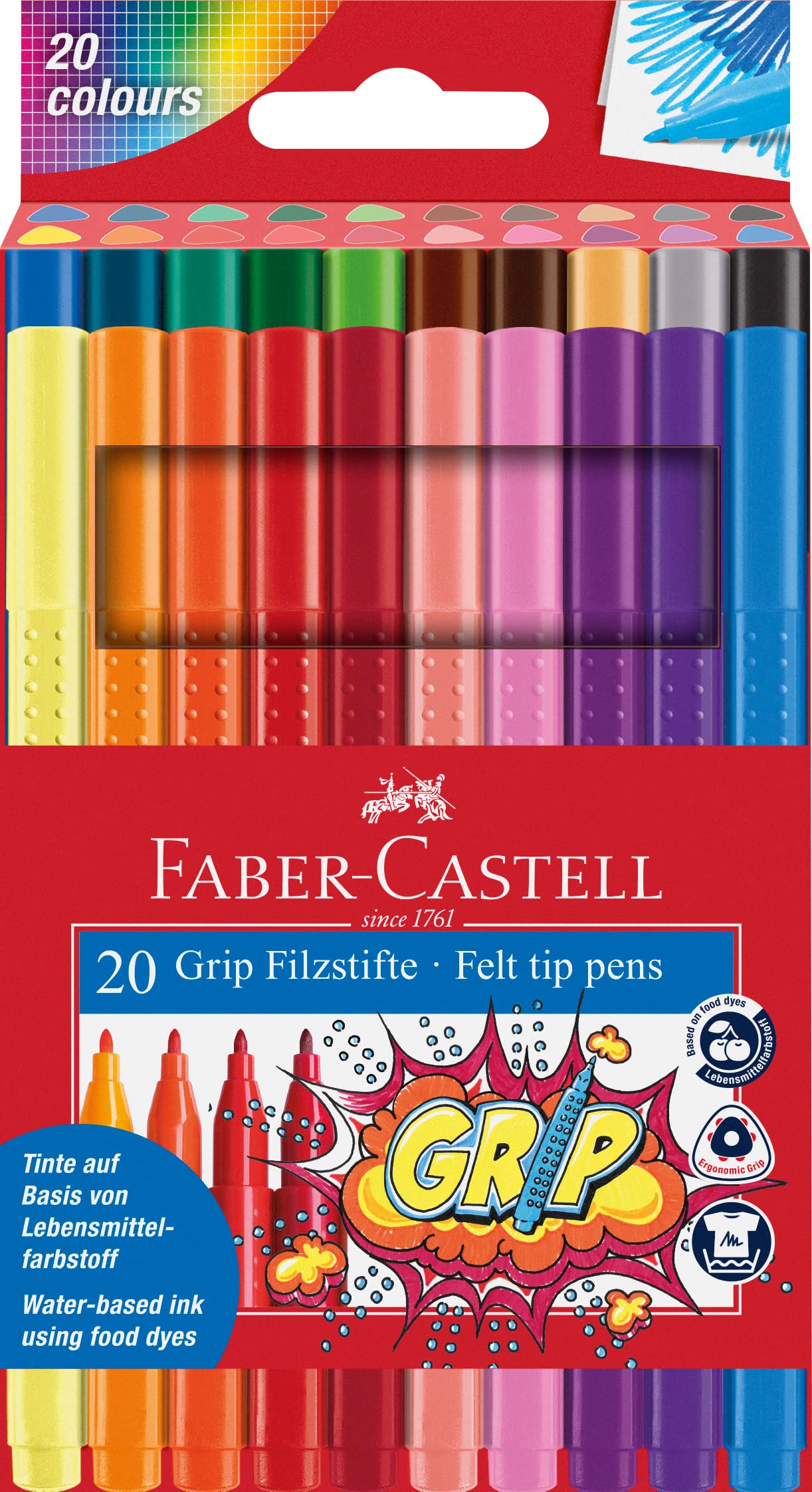 Faber-Castell Wallet of 20 GRIP Colour Markers, FC155320 — image 1