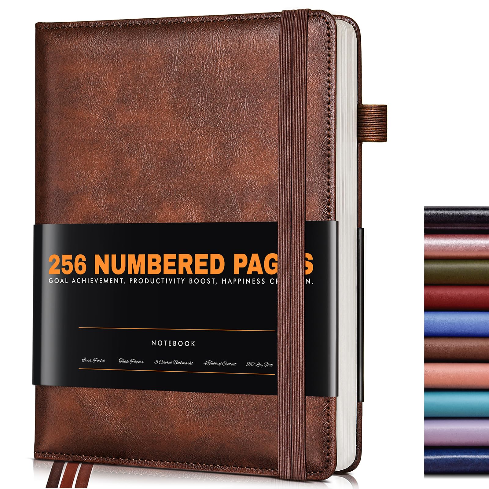 Photo 1 of Lined Journal Notebook for Women Men, 256 Numbered Pages Hardcover Leather Journals for Writing, A5 Journaling Notebooks, College Ruled Journal for Business Work School Note Taking 5.75" x 8.38" Brown