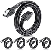 ELECTOP SATA III Cable, 6Gbps Straight HDD SDD Data Cable, SATA 3.0 Nylon Braided Cable with Locking Latch for SATA HDD, SSD,