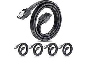 ELECTOP SATA III Cable, 6Gbps Straight HDD SDD Data Cable, SATA 3.0 Nylon Braided Cable with Locking Latch for SATA HDD, SSD,