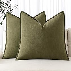 MIULEE Decorative Linen Pillow Covers 24x24 Inch