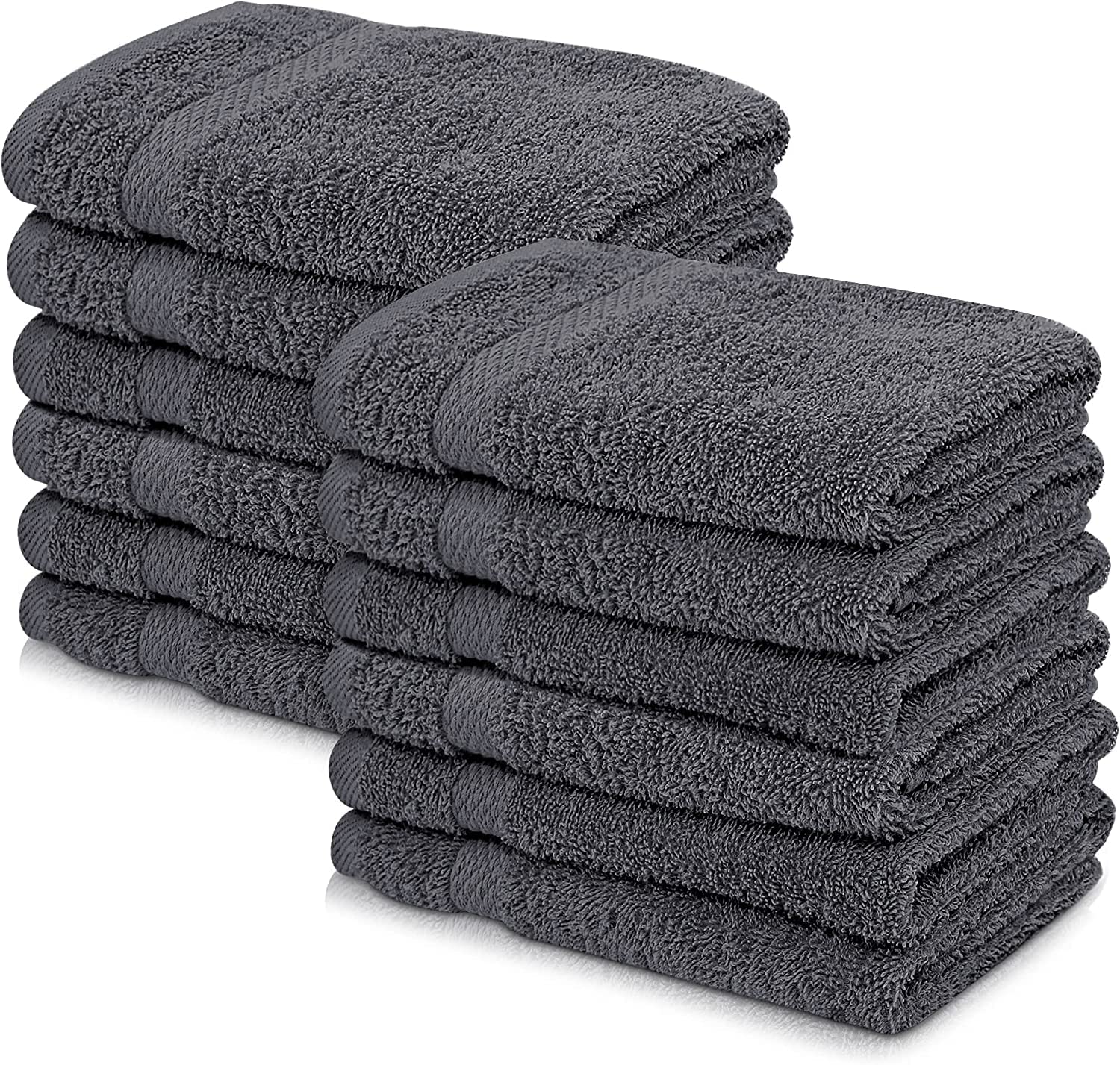 Wholesale Trade Dealz 12 X Face Cloth Flannels (30 x 30 cm-600GSM) 100% Egyptian Cotton Wash Cloths Quick Dry & Absorbent Towel Set for Gym,Spa,Golf (Charcoal Grey, Cotton)