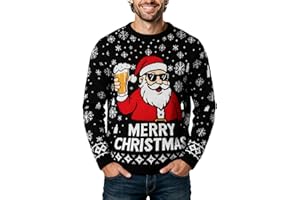 VUTAQE Ugly Christmas Sweater Men: Funny Snowflake Santa Hilarious Xmas Claus Soft Pullover Long Sleeve Knitted Sweaters