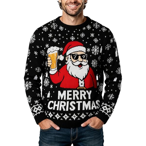 Hoppy Holiday Ho Ho Hold My Beer Mens Christmas Sweater - Foto 3