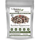 The Spice Way Rainbow Peppercorn Blend - ( 8 oz ) A mix of fresh colored peppers with Whole Green Pepper, Whole Pink Pepper, 