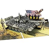 PQDGlobal 3D Army Tank Popup Card - Handmade Military Paper Art for Birthday, Anniversary, Christmas, Father’s Day, Veterans Day - Unique Gift for Him, Her, Soldier, Veteran, Army Lover