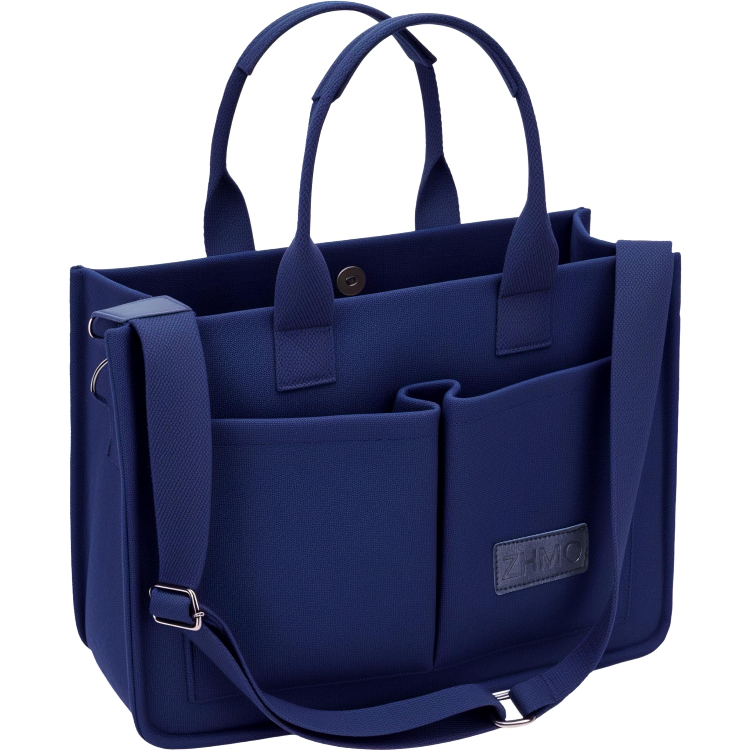 Photo 1 of Tote Bag for Women With Compartments and Pockets,Large Canvas Tote Women's Purse Crossbody Bags Work Laptop Book Bag Top Handle Satchels Handbags Shoulder Bag for Travel Nurse Church Gym Beach Office