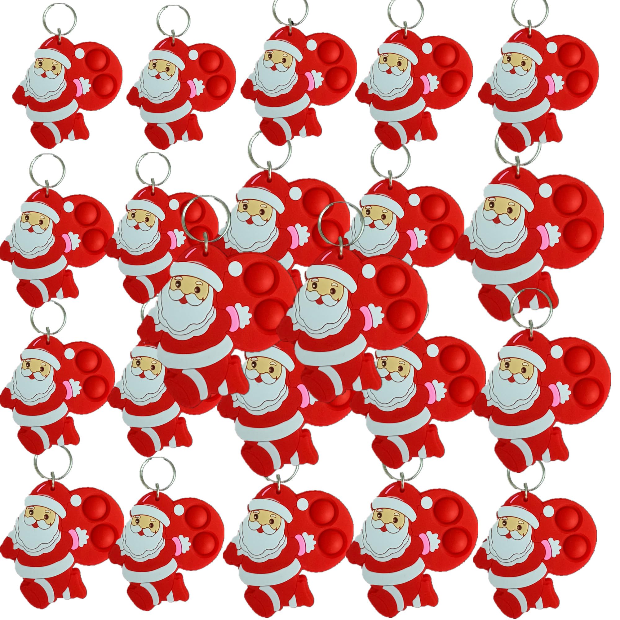 Photo 1 of HOZKEAP 24 Packs Bulk Mini pop Santa Cartoon Shape fidget Bubble key chain, Boys and Girls Christmas Party Favors Student Gifts