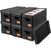 Salajory CD Storage Box & Case, 6-Pack, Each Holds 35 CDs, Desktop & Closet CD Organizer, 14.2x6.3x5.5 Inch, for Papers, Cards, Socks